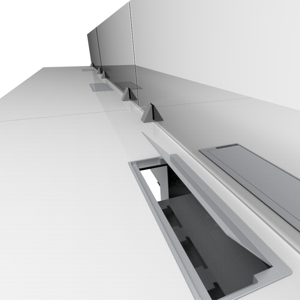 Bench_6p_Nuvo_Chiuso_Triangolare_electrificable_con_pantalla_04 Bench Nuvó Chiuso Triangolare 6p electrificable con pantalla divisora - Imagen 4